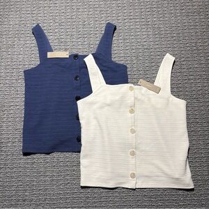 Lot Of 2 J.Crew Textured Button Front Top Sleeveless Tank Blouse Small- NWT